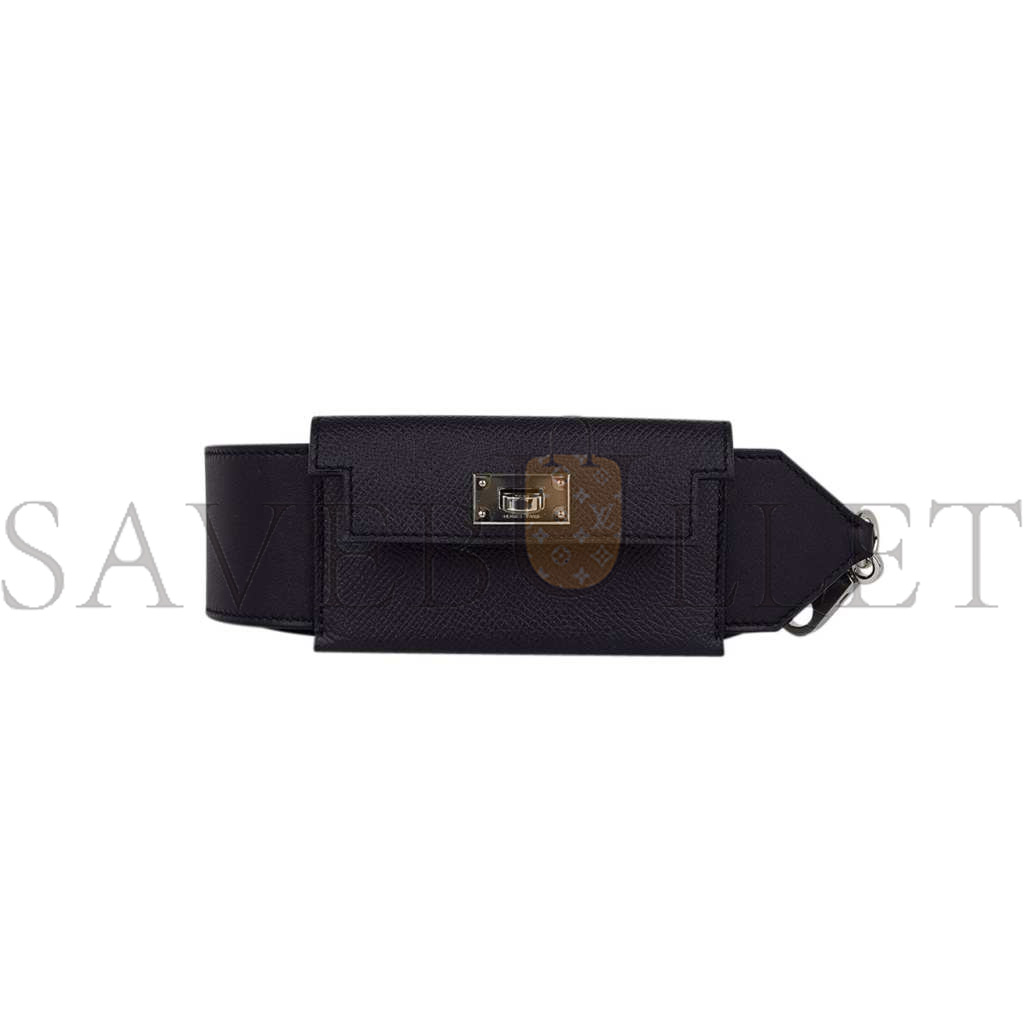 H**mes swift epsom pocket kelly shoulder strap black (5cm)